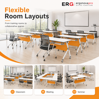 Table de formation mobile à plateau rabattable, table de conférence pliable pour bureau, avec roulettes, couleur personnalisable