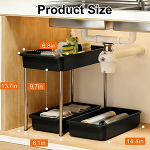 2 Tier Slide Out Sink Shelf Cabinet Storage Shelves for Kitchen Bathroom <b>Under</b> Sink Organizer, Pull Out Cabinet Organizer - Product Image 6
