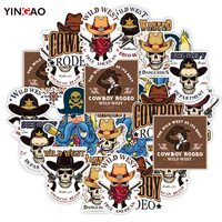 Autocollants personnalisés en vinyle découpés à la forme, imperméables, motif Cowboy/Cowgirl cool, pour ordinateur portable et bouteille