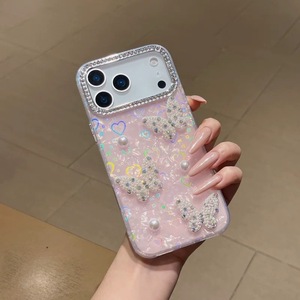 Nouvelle Coque de Téléphone Antichoc Papillon Diamant Perle pour iPhone 17 16 15 Pro Max, Étui Bling Mignon avec Nœud Papillon - Product Image 1