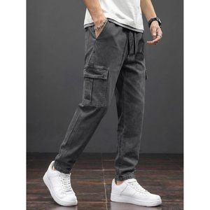 Jean Cargo Homme FOXA en Denim Extensible, Taille Élastique avec Cordon de Serrage, Coupe Décontractée, Vêtement Décontracté, Coton Mi-Lourd Respirant - Product Image 3