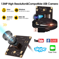 ELP Modul Kamera USB Fokus Otomatis 13MP Sensor IMX214 dengan Lensa Tanpa Distorsi FOV 75 Derajat Mini USB dengan Dukungan Kamera 3840X2880