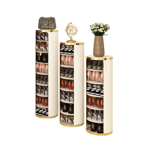 Rotating new steel personalized vertical luxury 360-degree circular cylindrical shoe rack and shoe cabinet - Product Image 1