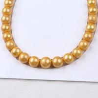 Brin de perles rondes Edison d'eau douce naturelle, couleur or, 11-15mm