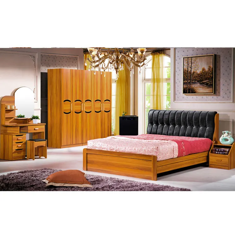 Diseño ajustable muebles para el hogar de madera maciza tapizado de cama de tela