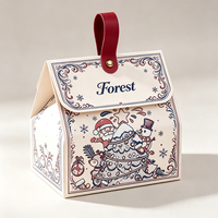 Boîte cadeau personnalisée en carton imprimé pour Noël avec poignée, emballage en papier pour les fêtes, pour bonbons et ensembles