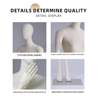 Mannequin Torse Femme en Fibre de Verre Entièrement Recouvert de Tissu Blanc Crème, Modèle de Présentation de Vêtements pour Magasin de Mode