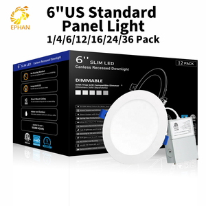 Paquete <span class=keywords><strong>de</strong></span> 12 Paneles <span class=keywords><strong>de</strong></span> Luz <span class=keywords><strong>LED</strong></span> Empotrables ETL 5CCT, Sin Parpadeo, Regulables, Luz <span class=keywords><strong>de</strong></span> Techo Ajustable, <span class=keywords><strong>Downlight</strong></span> <span class=keywords><strong>LED</strong></span> Redondo <span class=keywords><strong>de</strong></span> 6 Pulgadas y 12W - Product Image 1