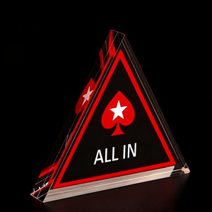 Texas Hold'em Poker Tout en Plaque Bouton Acrylique Triangle Tout en Bouton Rouge Bêche Double Face Tout en Bouton - Product Image 6