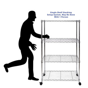 חובה כבדה 4 שכבות מתכת כרום מתכת נייד חוט מדפים על גלגלים - Product Image 5
