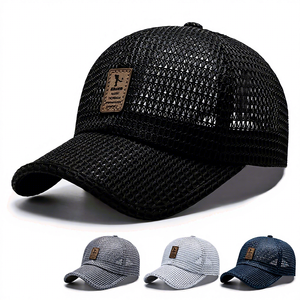 Gorra de béisbol unisex de verano para exteriores, transpirable, de 6 paneles, tipo trucker, ajustable con cierre a presión, con malla trasera personalizable, al por mayor - Product Image 1