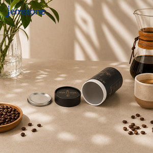 Custom Design <b>Cardboard</b> Cylinder Tube Packaging <b>Box</b> Recyclable Spice Tea Coffee Bean Food Paper Tube <b>with</b> Airtight Metal <b>Lid</b> - Product Image 3