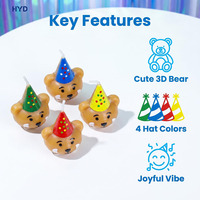 Vela de Cumpleaños con Forma de Oso Kawaii 2026, Mini Vela 3D con Forma de Animal para Regalos de Baby Shower, Decoración para Fiestas de Cumpleaños Infantiles