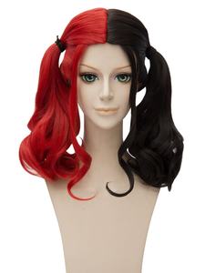 Haute qualité Harleen Quinzel Anime <span class=keywords><strong>perruque</strong></span> 45cm moyen Long bouclés rouge noir mixte <span class=keywords><strong>Harley</strong></span> Quinn Peluca synthétique Cosplay Costume <span class=keywords><strong>perruque</strong></span> - Product Image 4