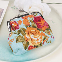 Dompet koin Mini hadiah grosir dompet koin gesper Fashion mawar klasik kantung koin kanvas kecil perubahan vintage dengan gesper