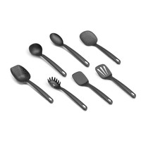 Professionele zwarte nylon ecovriendelijke soeplepel met lange steel, ergonomisch ontwerp, voor spaghetti, pasta, salade, tomaten.