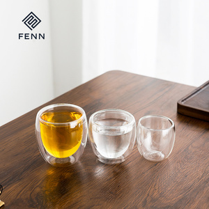 FENN Tazza da Tè in Vetro Borosilicato <span class=keywords><strong>a</strong></span> <span class=keywords><strong>Doppia</strong></span> <span class=keywords><strong>Parete</strong></span>, Design Unico, Tazze Trasparenti per <span class=keywords><strong>Espresso</strong></span>, Idea Regalo - Product Image 2