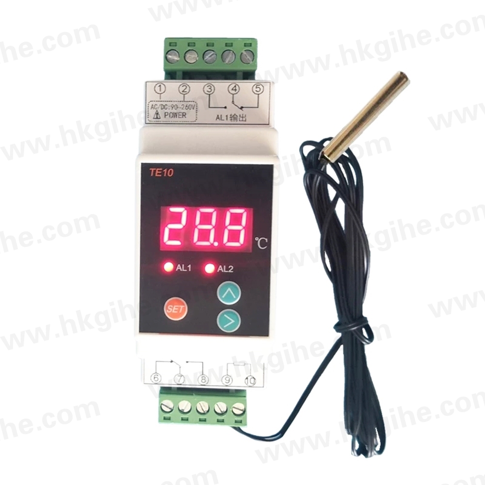 Hot Sales AC90-260V -40-110 Degree Celsius Din Rail <strong>Thermostat</strong> Sensor <strong>2</strong> Way Relay Temperature Alarm Controller Output 7A stock