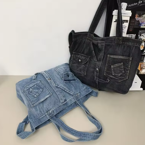 Designer style lightweight denim unisex handbag, jeans pocket, <b>crossbody</b> <b>bag</b>, minimalist handbag, zipper - Product Image 6