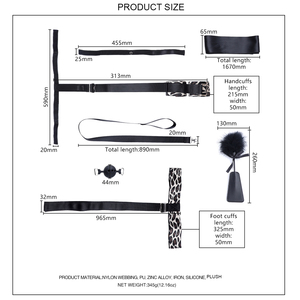 Set <span class=keywords><strong>di</strong></span> giocattoli sessuali per adulti <span class=keywords><strong>di</strong></span> coppia leopardata con stampa Bondage, tra cui manette e imbracatura per uomini e donne - Product Image 2