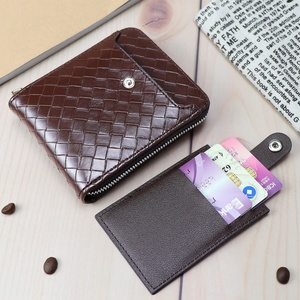 Men's <b>Wallet</b> Novelty Purse Zipper Woven Pattern Leather <b>Card</b> <b>Holder</b> <b>Wallet</b> for Man Purse with Zipper Pocket - Product Image 4