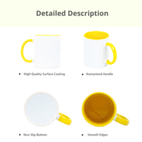 Tasse en céramique bicolore 16 pièces à l'extérieur blanc à l'intérieur de la tasse de sublimation de couleur unie avec poignée tasses en céramique mélanger 4 couleurs tasse à boire