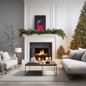 Reno rosa suave con astas doradas, decoración de plástico con acabado de terciopelo para la mesa, estantería y decoración festiva del hogar. - Product Image 4