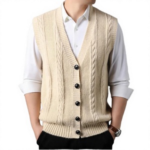 Gilet sans manches en tricot pour homme, style décontracté et professionnel, respirant et infroissable, mélange viscose/coton - Product Image 2