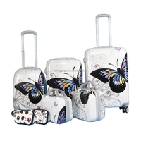 Valise de voyage réglable imprimée sur mesure valise coque dure colorée imprimée papillon valise à motifs mignons