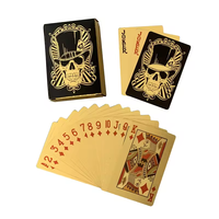 Nouvelles cartes à jouer en or noir avec motif de crâne, jeu de divertissement personnalisé, cartes en plastique imperméables, poker