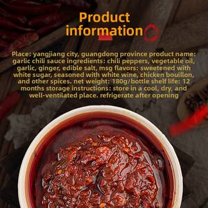 Sauce au chili et à l'<span class=keywords><strong>ail</strong></span> 180g, faite avec de l'<span class=keywords><strong>ail</strong></span> frais et des piments de haute qualité, prête à consommer, sauce piquante - Product Image 2
