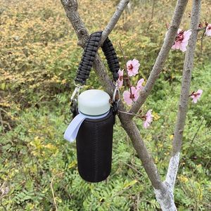 Poignée de bouteille d'eau en paracorde de 10,6 pouces, sangle tressée avec crochet métallique, équipement de camping et de randonnée en plein air, cordon porte-clés EDC - Product Image 6