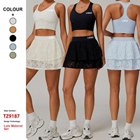 Ensemble de sport 2 pièces en dentelle de haute qualité, respirant, anti-transpiration, avec soutien-gorge de sport et jupe de golf/tennis, idéal pour le yoga et la course à pied