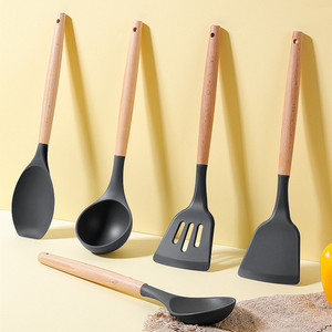 Espátula de silicona, espátula antiadherente de grado alimenticio, cuchara, pinzas para alimentos, brocha para aceite, raspador, espátula plana, juego de espátulas ranuradas - Product Image 1