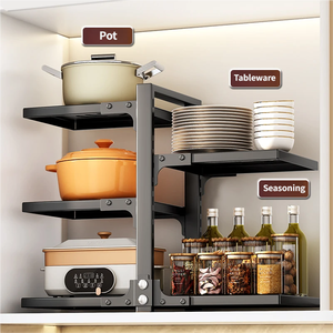 Organisateur de casseroles et poêles réglable pour <span class=keywords><strong>cuisine</strong></span>, étagère de bureau robuste, rangement de <span class=keywords><strong>cuisine</strong></span>, organisateur de couvercles de casseroles - Product Image 2