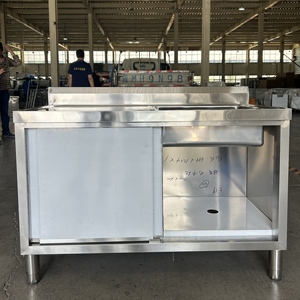 VICTORY KITCHEN Comercial Doble Tazón Acero Inoxidable 201/304 Fregadero de Cocina Puerta Corredera Gabinete para Uso en Restaurante Modelo VCT - Product Image 5