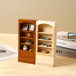 1:12 casa de muñecas Mini muebles accesorios solo libro gabinete estantería exhibición DIY juguete de madera liso en blanco - Product Image 3