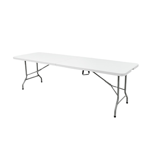 Mesa plegable de <span class=keywords><strong>HDPE</strong></span> de plástico blanco ligero de 6 pies con marco de metal para comidas en hoteles y restaurantes, fiestas al aire libre y uso en el jardín - Product Image 1