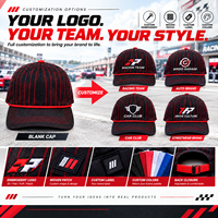 Casquette de baseball personnalisée à rayures fines avec logo, faible MOQ, visière incurvée, marque privée pour les marques de culture automobile