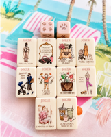 Jeu de Mahjong américain de luxe en acrylique blanc crème de 160 pièces avec motif personnalisé sur le thème Maman et Bébé