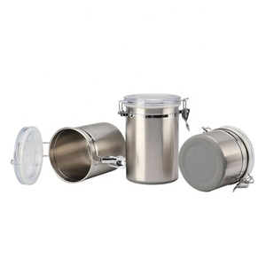 Hot sale 3-Piece kitchen stainless steel Airtight Food storage <b>canister</b> <b>set</b> with Clear Lid - Product Image 6