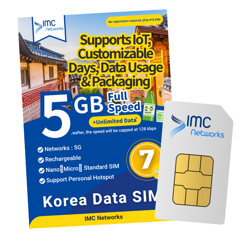Custom Korea 4G <strong>5G</strong> <strong>ESIM</strong> / SIM 7 Days 5GB Unlimited Mobile Data for Travel Global Roaming / IOT M2M Data Connectivity 1 Year