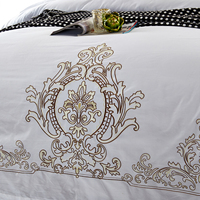 Parures de lit d'hôtel 100% coton satiné, broderie, housse de couette, drap, taie d'oreiller