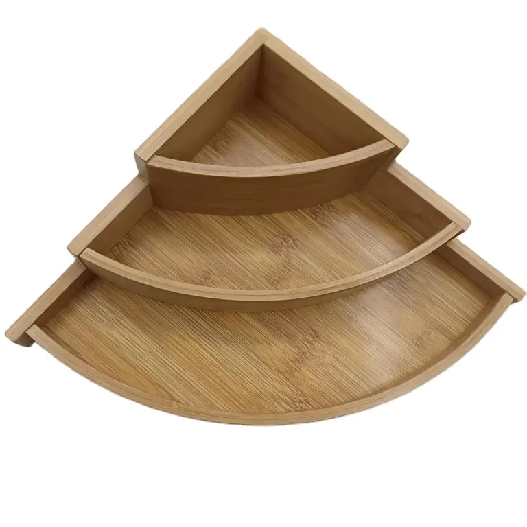 Indoor Home Storage Rack Space Bottle Tool Wall Plate Wooden Rack 3 Tier Bamboo Kitchen Space Saving Organizer