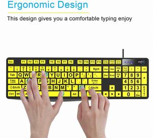 Grandes lettres imprimées <span class=keywords><strong>Clavier</strong></span> basse vision <span class=keywords><strong>Ordinateur</strong></span> <span class=keywords><strong>Clavier</strong></span> personnalisé portable pour personnes âgées - Product Image 5