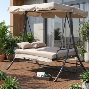 Outdoor Garden Swing <b>Bed</b> Chair Modern Patio Furniture Courtyard Hanging CHAIR With <b>Canopy</b> - Product Image 1
