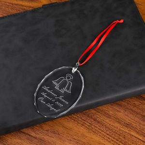 Di fascia alta chiaro di cristallo ovale natale appeso in bianco ornamento ciondoli in vetro personalizzato ornamento per feste regali - Product Image 6