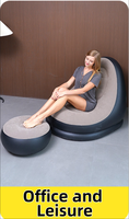 Canapé-lit flocage gonflable pliable portable-Repose-pieds de salon étanche pour salon, camping en plein air, voyage