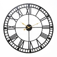 Jam Dinding Kuarsa Warna Rust Vintage Art Deco Dekoratif Seni Besi Jarum Berputar Gerakan Detik Bertenaga Baterai Ruang Tamu