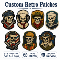 Parche Táctico Personalizado para Ropa de Trabajo, Diseño Retro de Esqueleto, Insignia Bordada para Construcción, Chef, Mecánico, Venta al Por Mayor